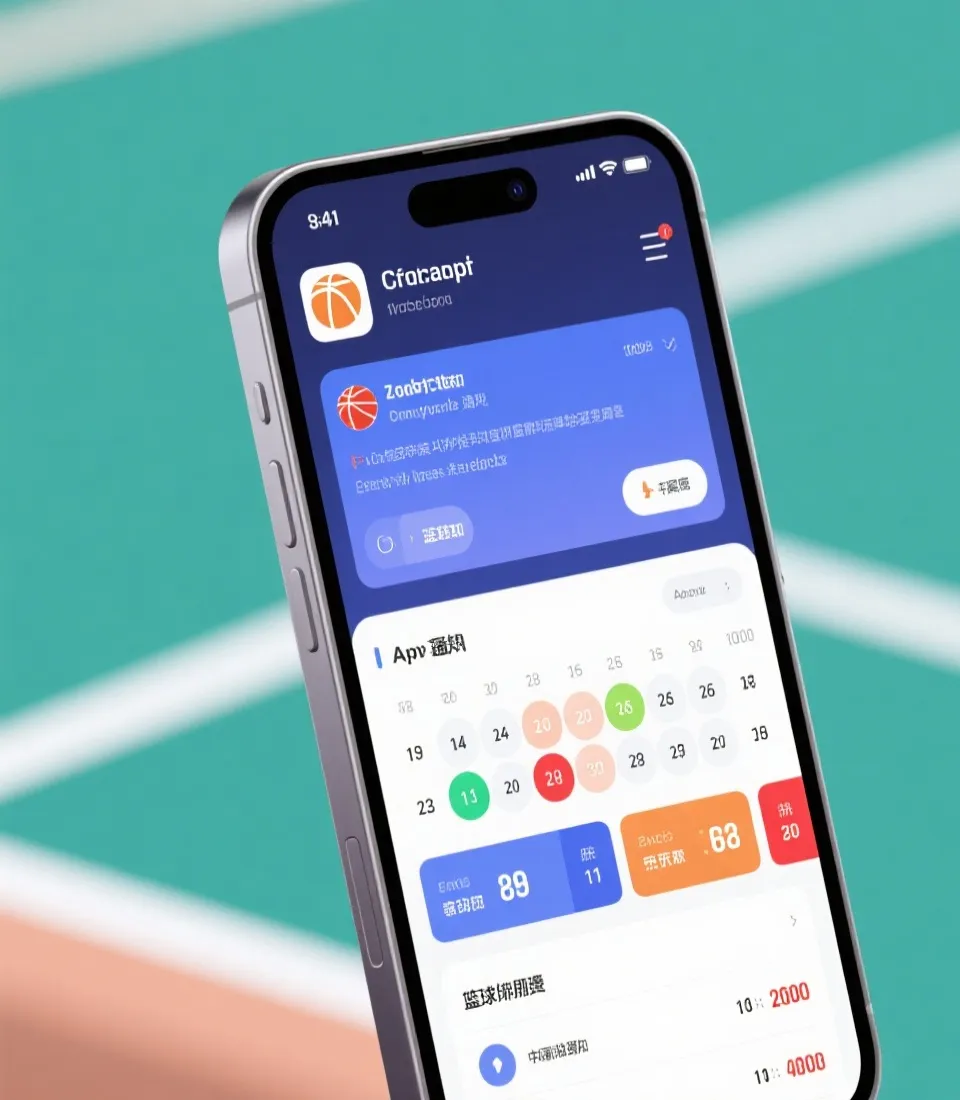 篮球赛程提醒与实时比分移动端示意