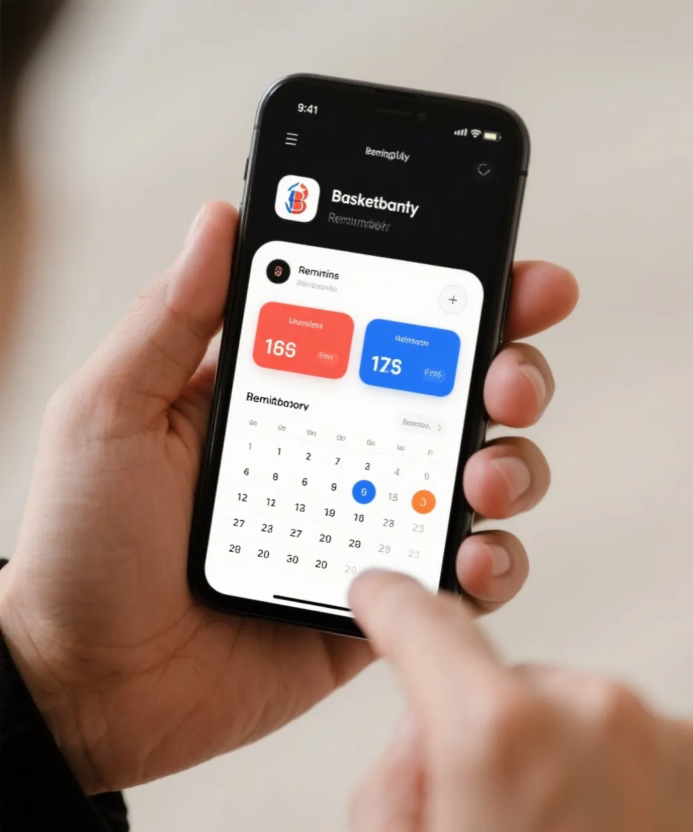篮球赛程与提醒应用界面